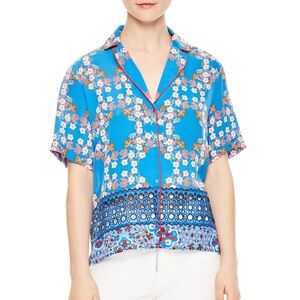 Sandro Floral Blue Women's Top Sz S